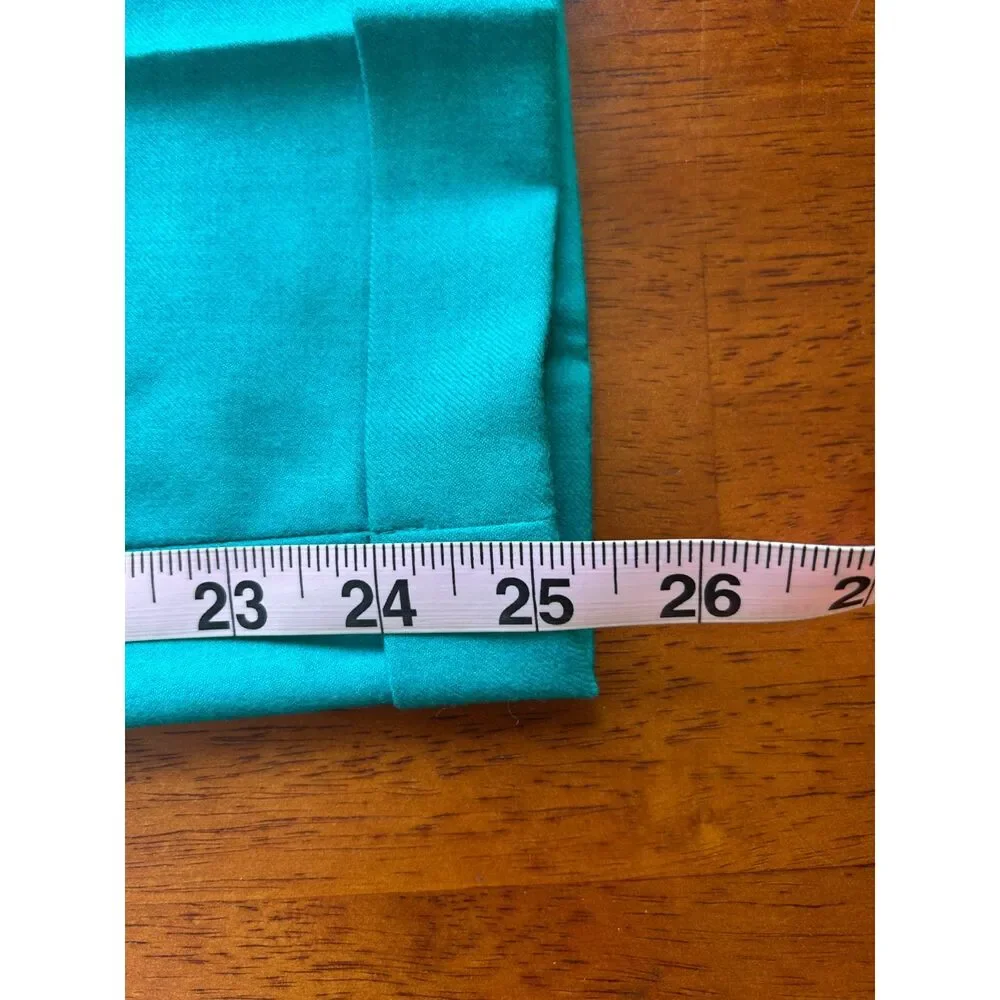 J Crew Cafe Capri 100% Wool Pants women's 6 Cuffed Cropped blue turquoise spring